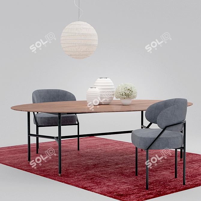 Elegant Meridiani Hubert Dining Set 3D model image 4