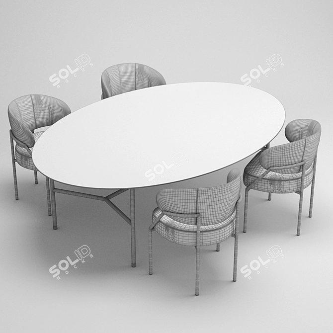 Elegant Meridiani Hubert Dining Set 3D model image 8