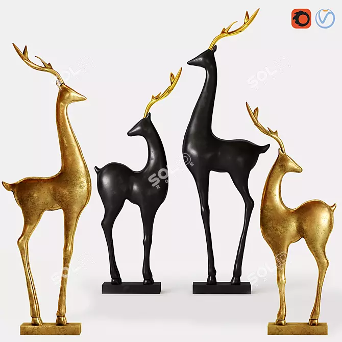 Majestic Deer Statue 3D model image 1