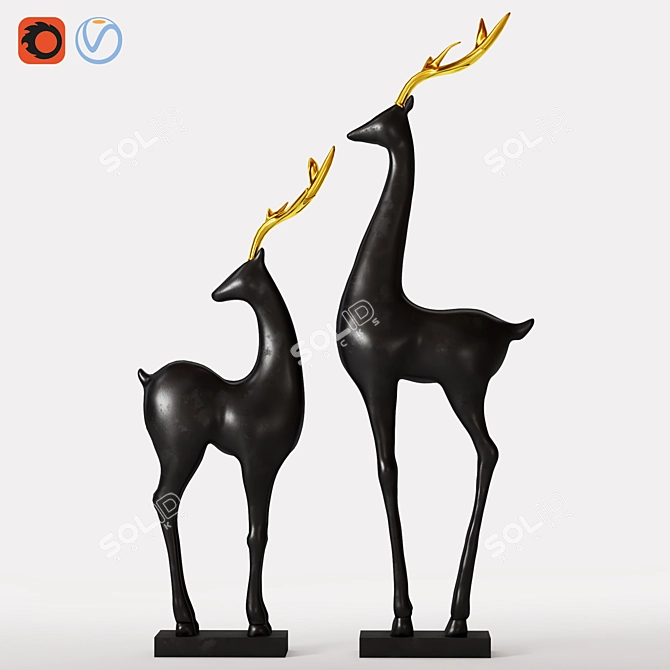 Majestic Deer Statue 3D model image 2