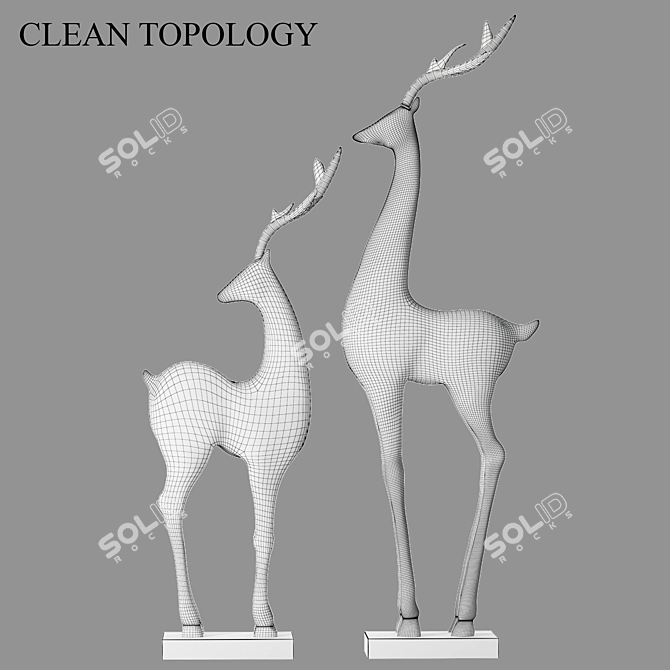 Majestic Deer Statue 3D model image 5