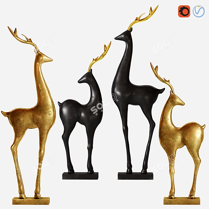 Majestic Deer Statue 3D model image 6