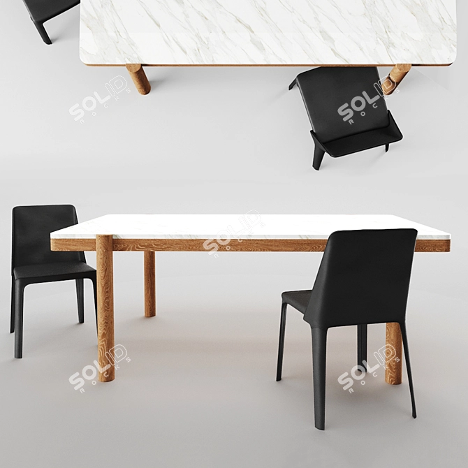 Modern Flexform Gustav Table & Isabelle Chair Set 3D model image 2