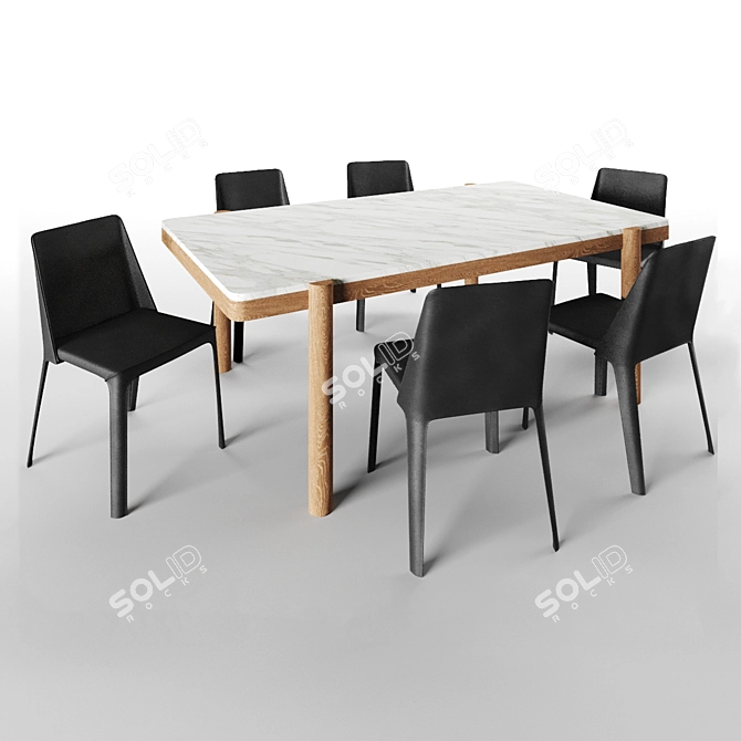 Modern Flexform Gustav Table & Isabelle Chair Set 3D model image 4