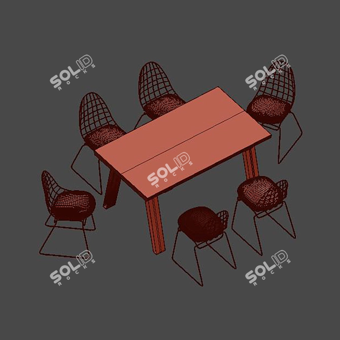 Elegant 4union Dining Set 3D model image 2