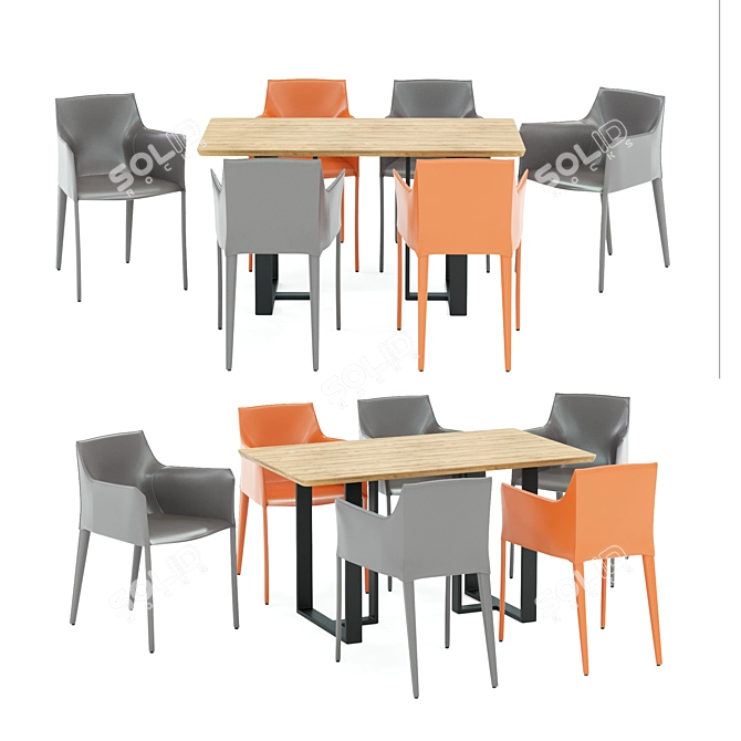 Modern 4union Dining Set 3D model image 1