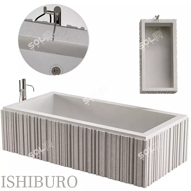 Sleek Stone Bathtub - Ishiburo 3D model image 1