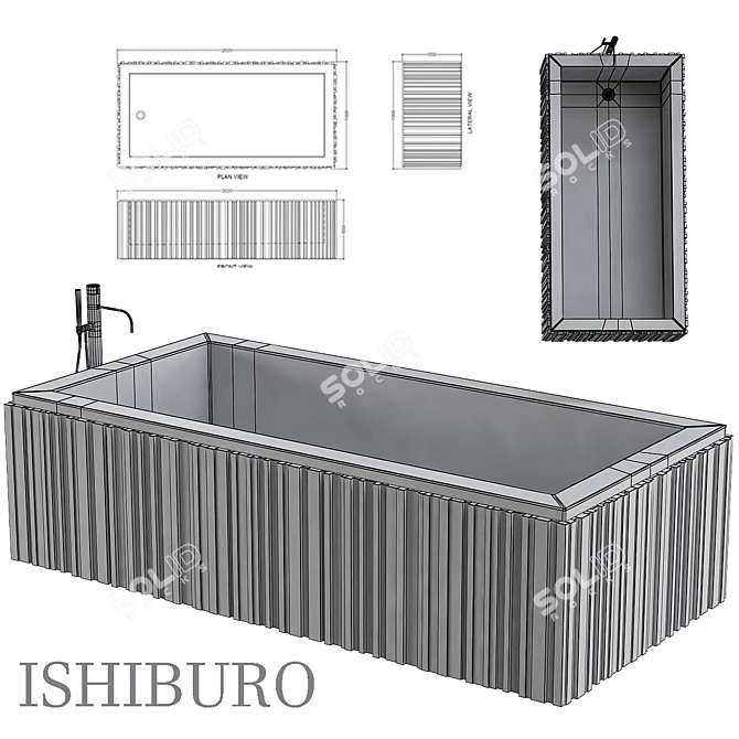 Sleek Stone Bathtub - Ishiburo 3D model image 2
