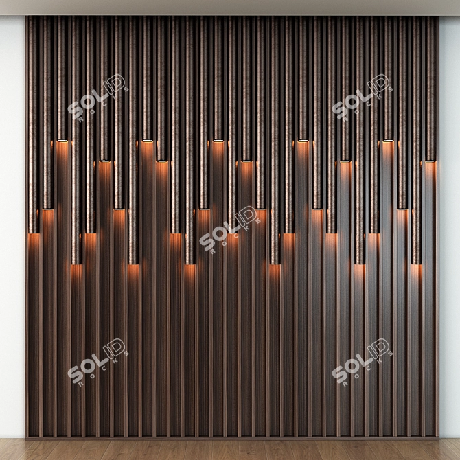 Rustic Wood LED Panels 3D model image 1