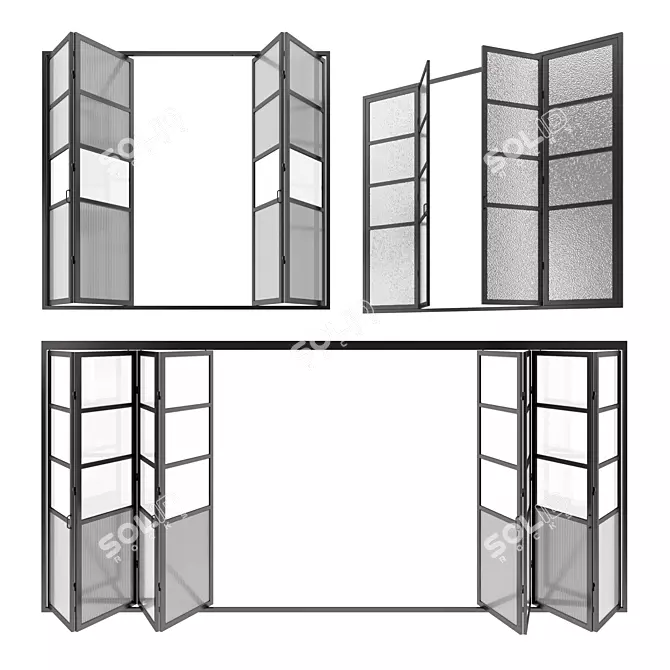 Modern Sliding Door Set 3D model image 1