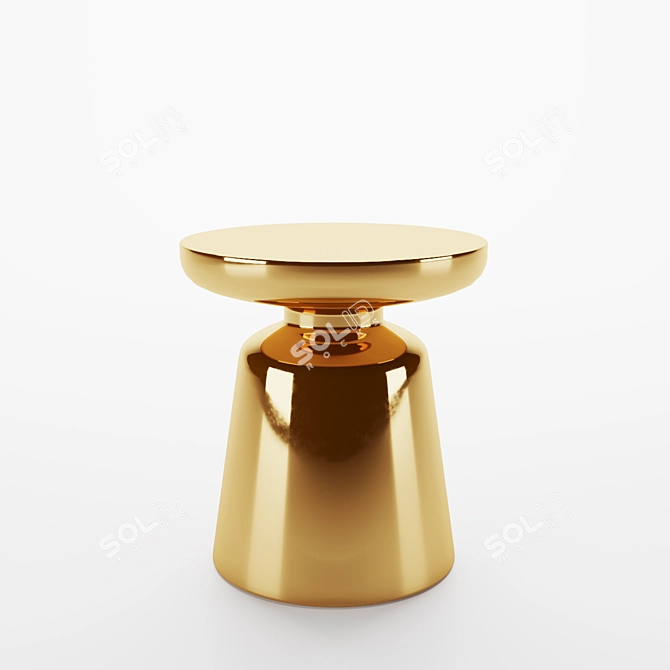 Golden Round Accent Table 3D model image 1