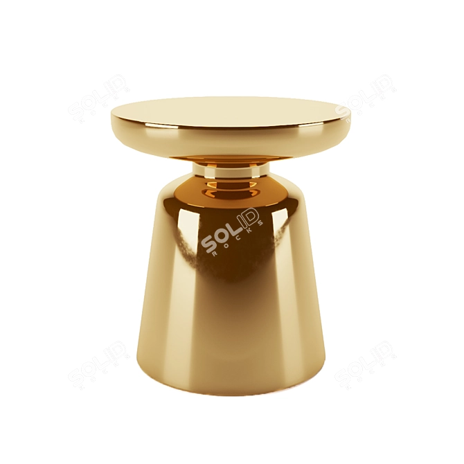 Golden Round Accent Table 3D model image 2