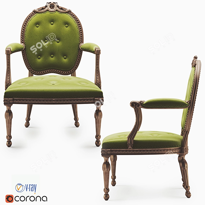 Elegant Promenade Chair 3D model image 2