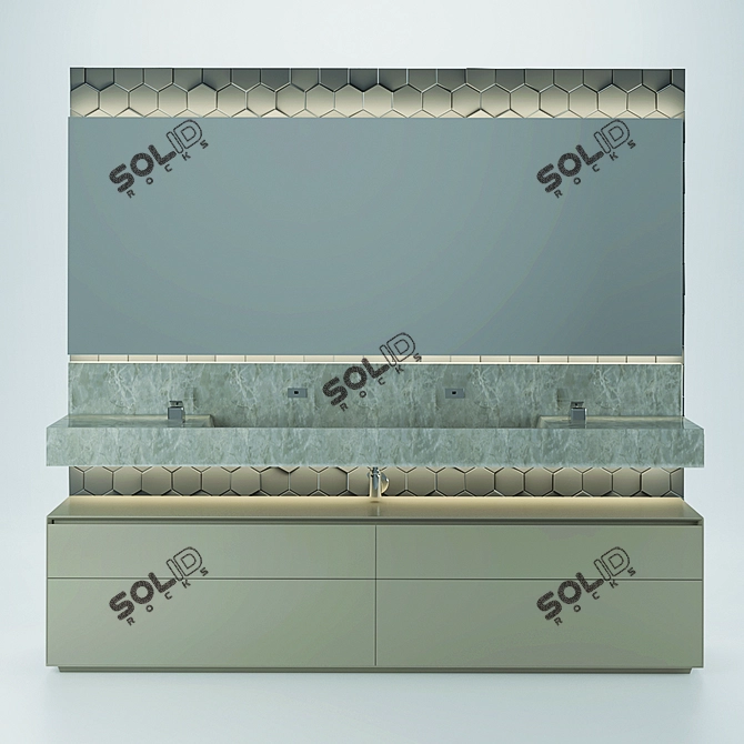 Elegant Clay Vanity with Marble Sink 3D model image 1