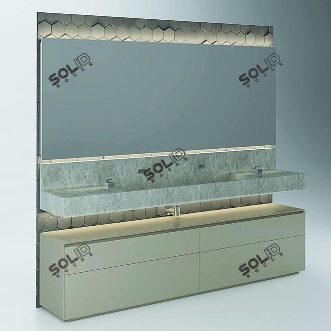 Elegant Clay Vanity with Marble Sink 3D model image 4