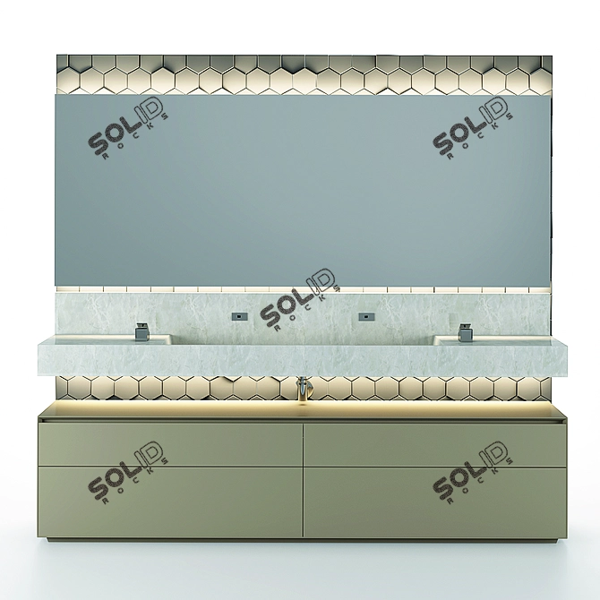 Elegant Clay Vanity with Marble Sink 3D model image 5