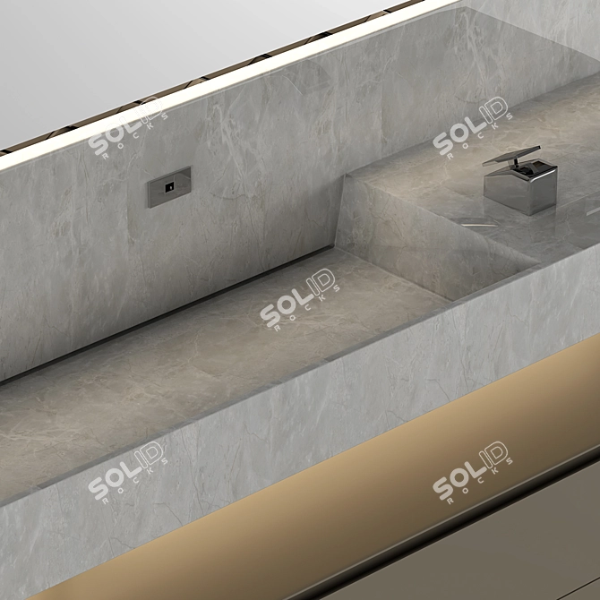 Elegant Clay Vanity with Marble Sink 3D model image 7