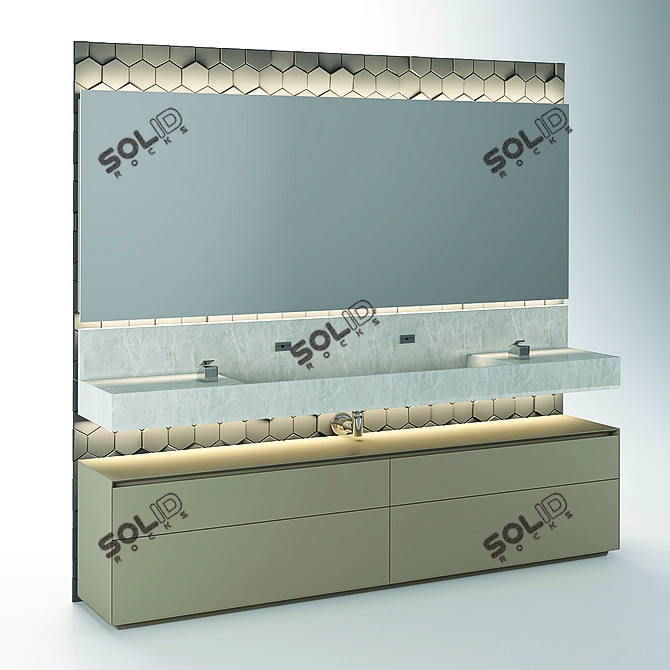 Elegant Clay Vanity with Marble Sink 3D model image 8