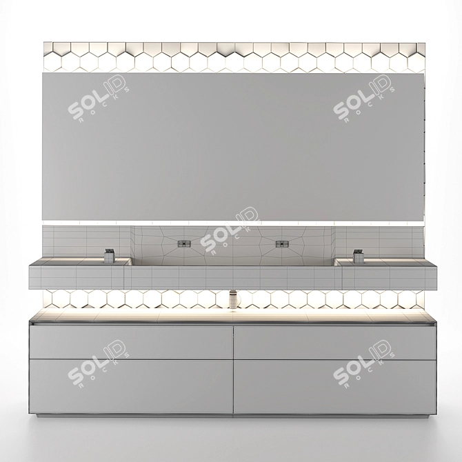 Elegant Clay Vanity with Marble Sink 3D model image 11