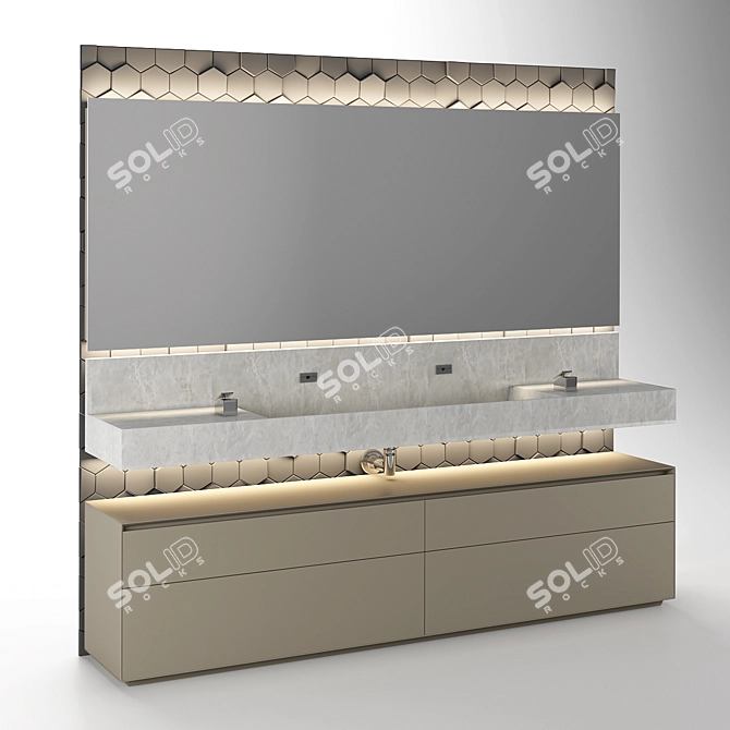 Elegant Clay Vanity with Marble Sink 3D model image 12