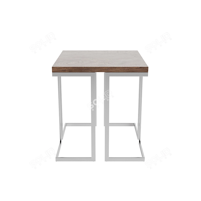 Modern Grey Wood & Steel End Table 3D model image 1