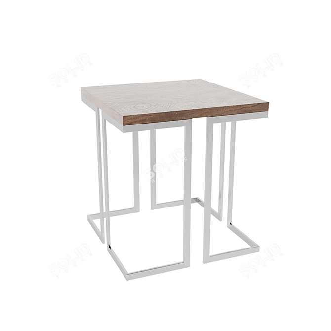 Modern Grey Wood & Steel End Table 3D model image 2