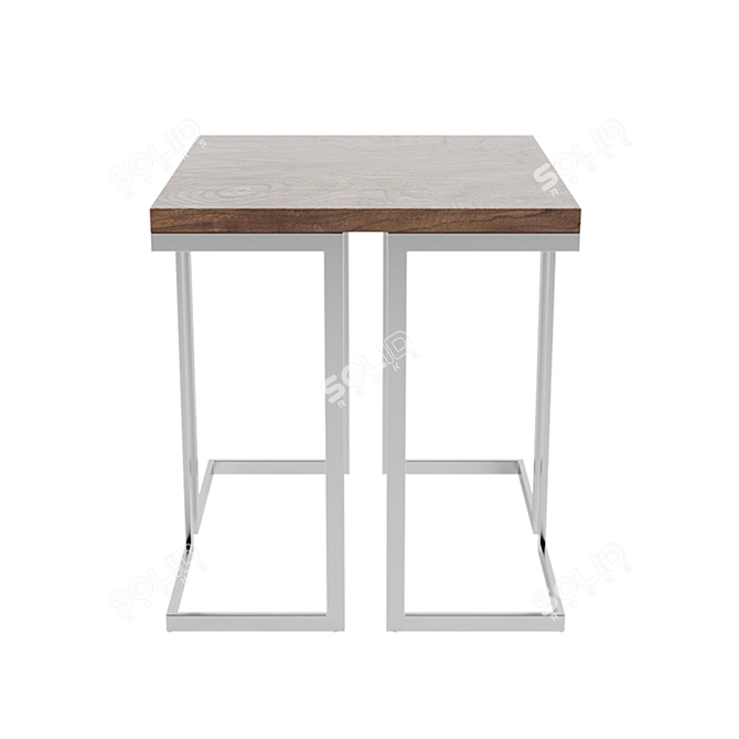 Modern Grey Wood & Steel End Table 3D model image 3