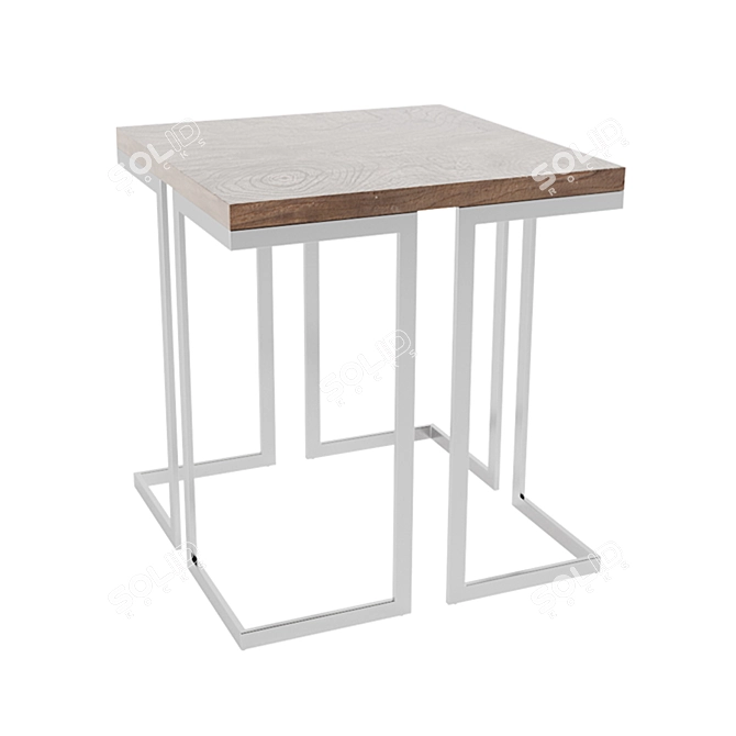 Modern Grey Wood & Steel End Table 3D model image 4