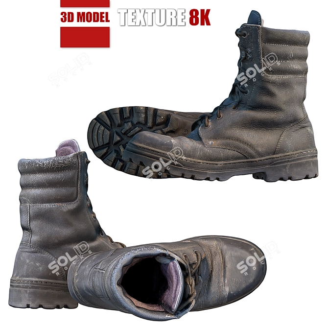 Retro Men's Shoes 110 - Vintage Style with Detailed Design 3D model image 5