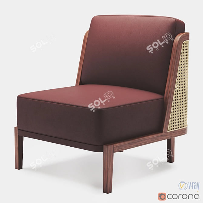 Elegant Rattan Lounge Throne 3D model image 1