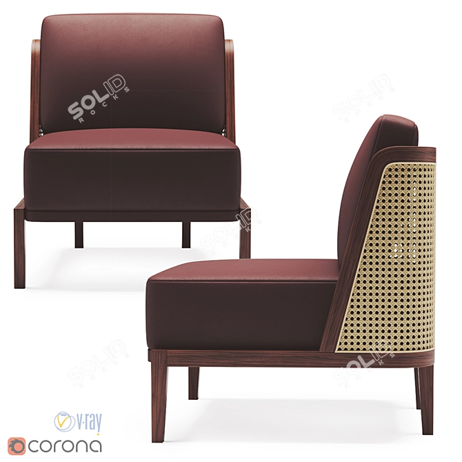 Elegant Rattan Lounge Throne 3D model image 2