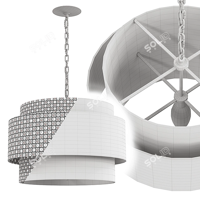 Elegant Nolan Small Pendant White Chandelier 3D model image 5