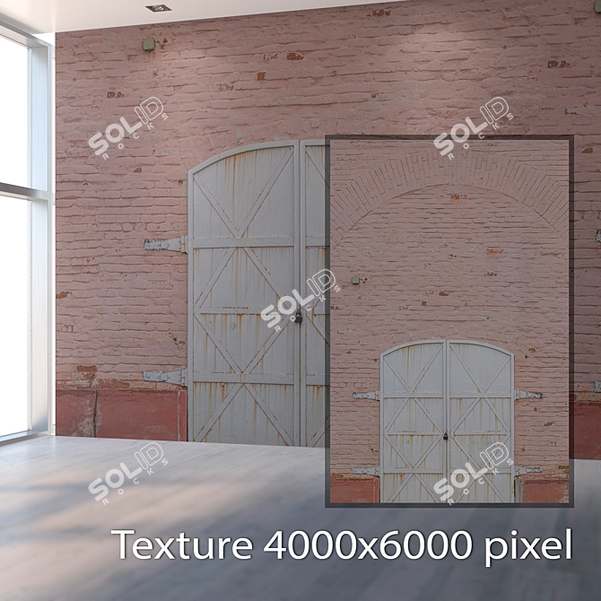 Title: Seamless Brick Wall with Gate 3D model image 2