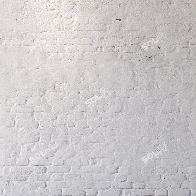 Seamless White Brick Wall Texture 3D model image 4