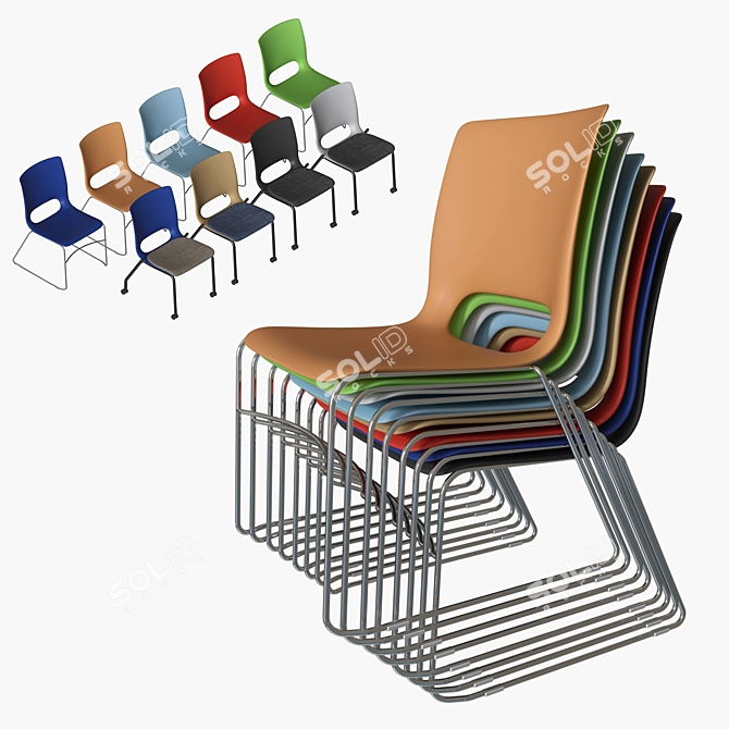 Sleek Stackable Chairs - Set of 9 3D model image 1