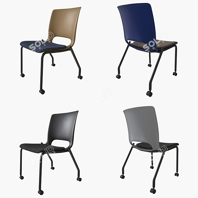 Sleek Stackable Chairs - Set of 9 3D model image 2