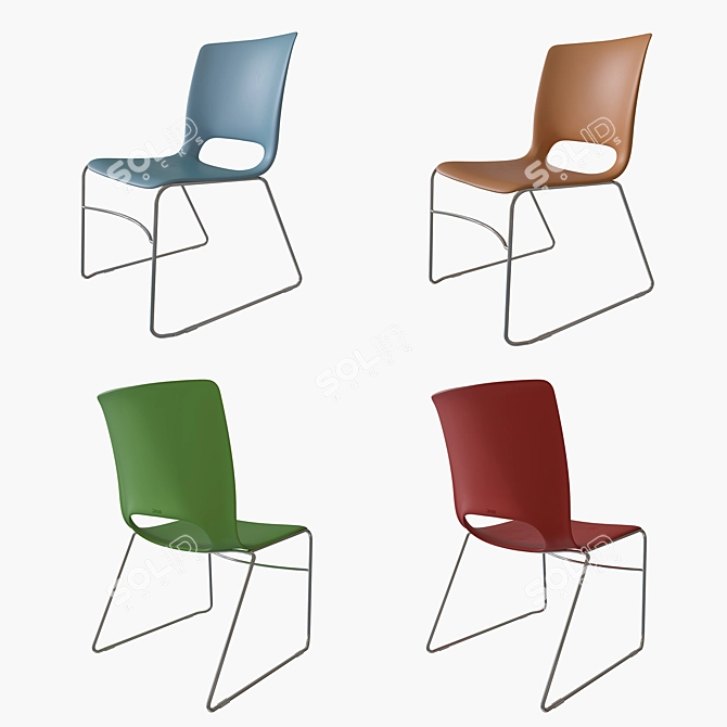 Sleek Stackable Chairs - Set of 9 3D model image 3