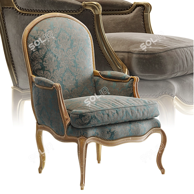 Elegant L.XV Armchair: Classic Comfort 3D model image 1