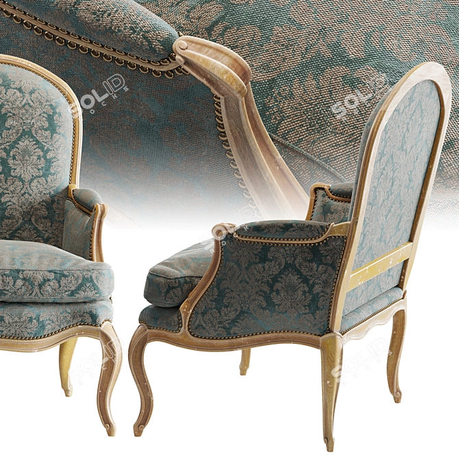 Elegant L.XV Armchair: Classic Comfort 3D model image 2