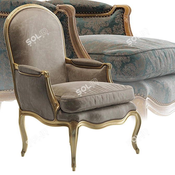 Elegant L.XV Armchair: Classic Comfort 3D model image 4