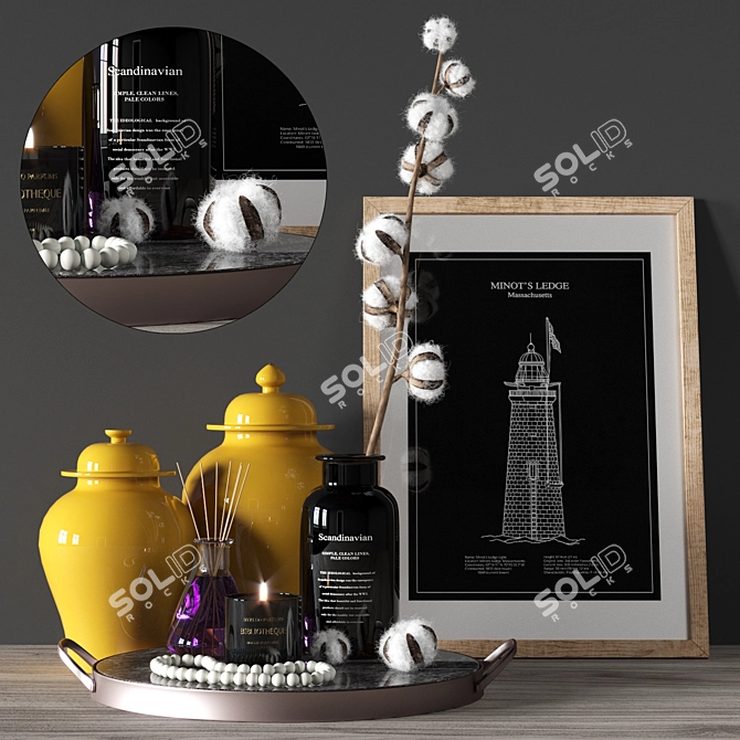Cotton Decor Set: Stylish and Versatile 3D model image 1