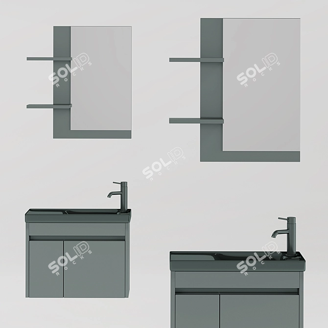 Nplus Bathroom Micra 60 - Compact Washbasin Cabinet 3D model image 1