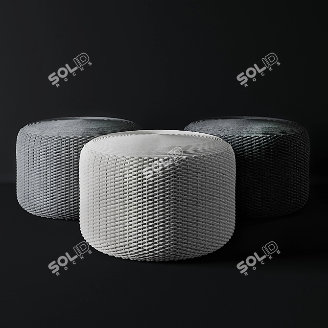 Cozy Criss Knit Pouf 3D model image 1