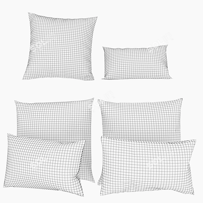 Artisanal Metallic Hide Pillows 3D model image 1
