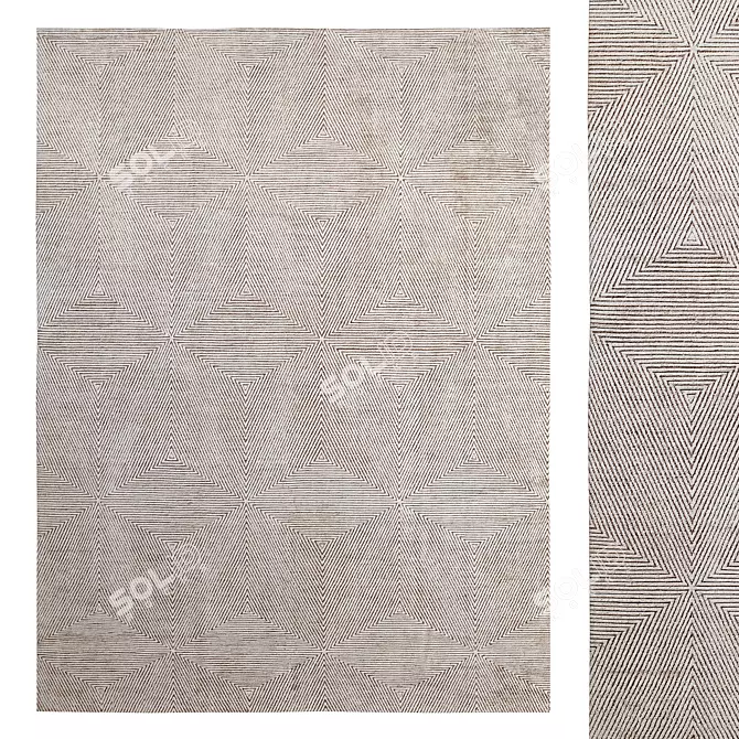 Mosaic Hand-Knotted Silk Rug 3D model image 1