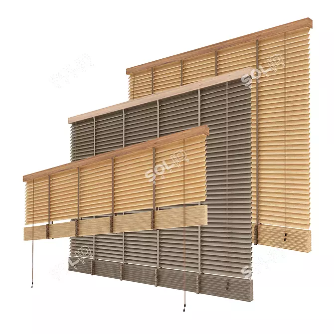 Elegant Wood Blinds: 180cm Width 3D model image 1