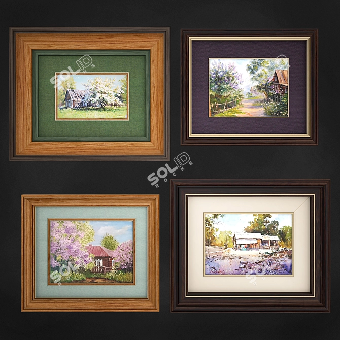 Wooden Frame Wall Art Set 3D model image 1