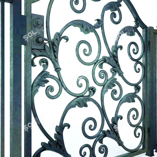 Elegant Iron Entrance Gate 3D model image 2