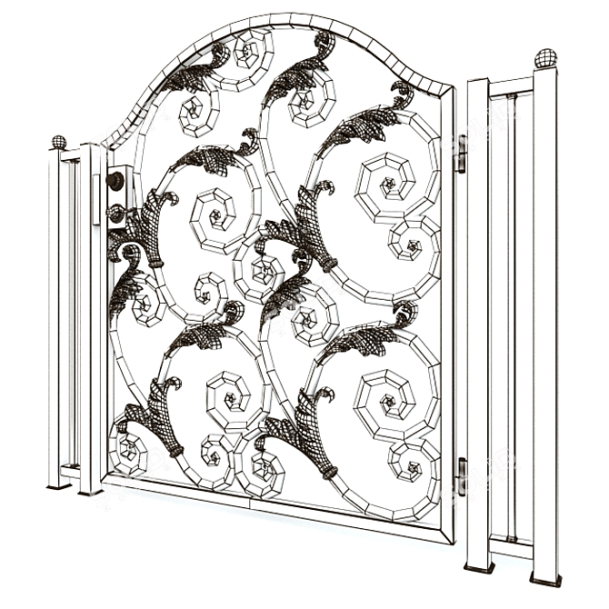 Elegant Iron Entrance Gate 3D model image 3