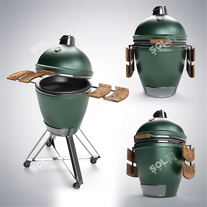 Green Egg Outdoor BBQ Grill 3D model image 2